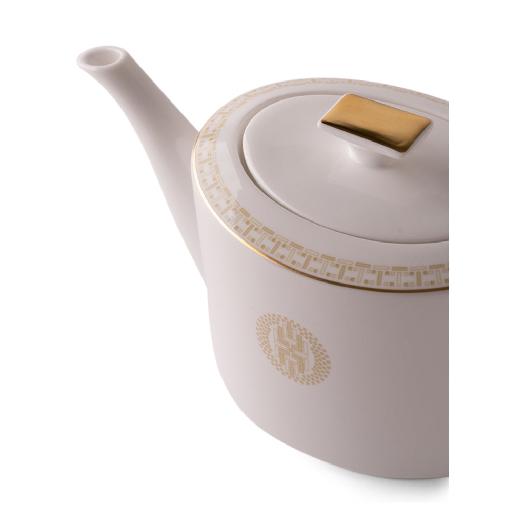 Geo Rose Beige &amp; Gold Coffee &amp; Tea Pot with Lid 1.2L