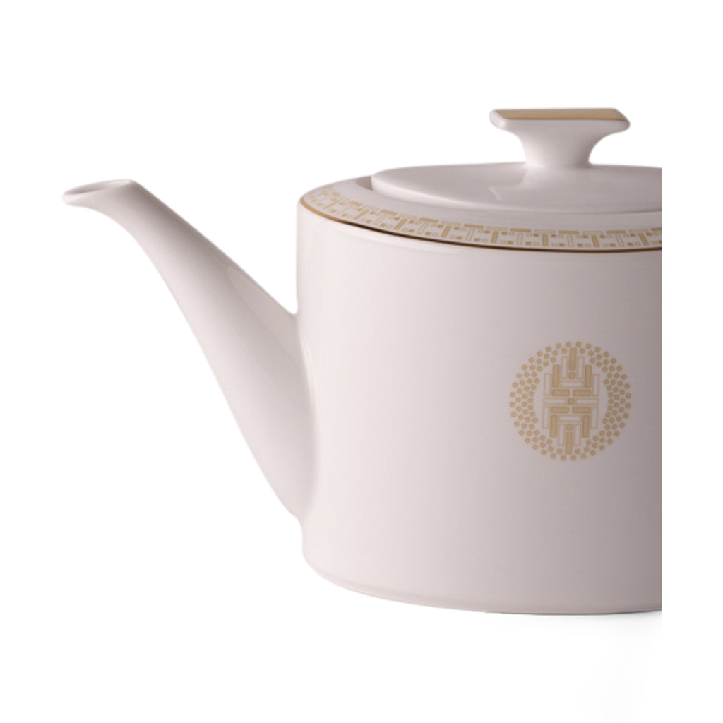 Geo Rose Beige &amp; Gold Coffee &amp; Tea Pot with Lid 1.2L