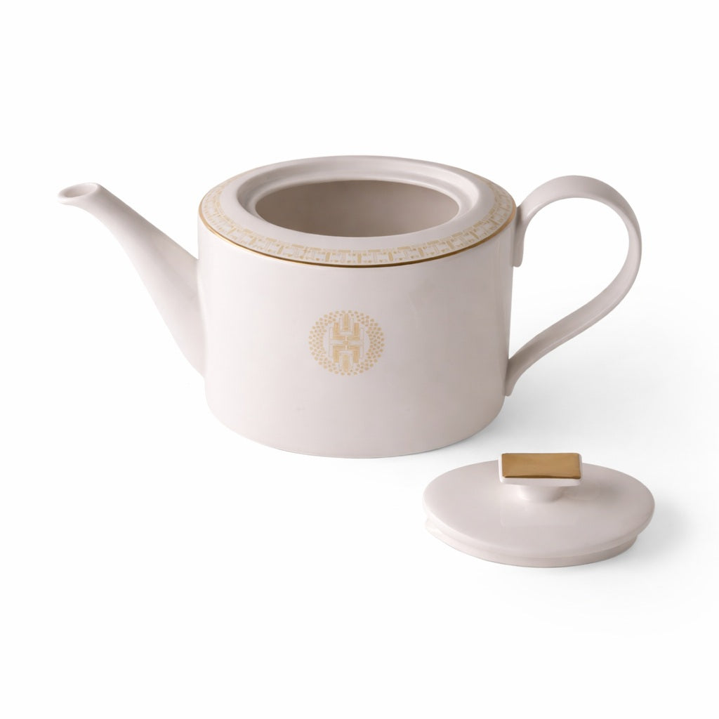 Geo Rose Beige &amp; Gold Coffee &amp; Tea Pot with Lid 1.2L