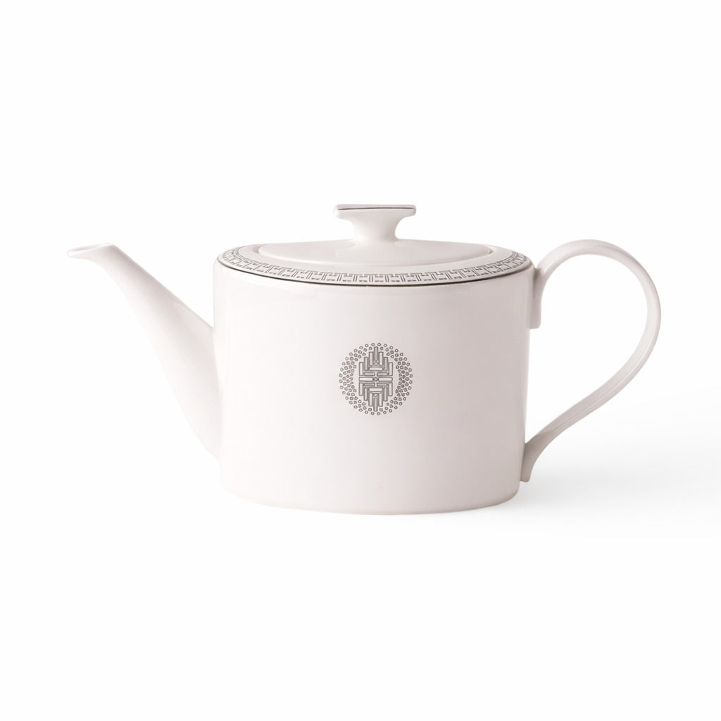 Geo Rose Grey &amp; Platinum Coffee &amp; Tea Pot with Lid 1.2L