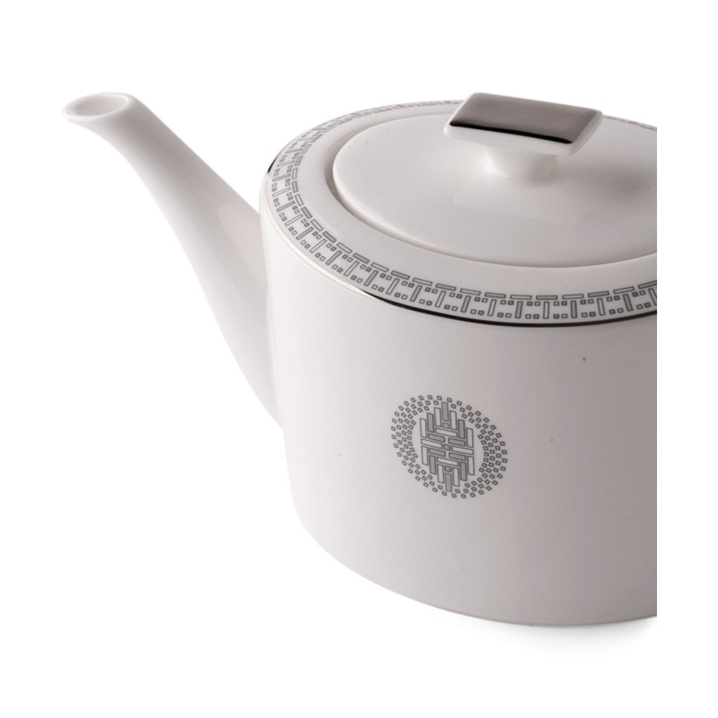 Geo Rose Grey &amp; Platinum Coffee &amp; Tea Pot with Lid 1.2L