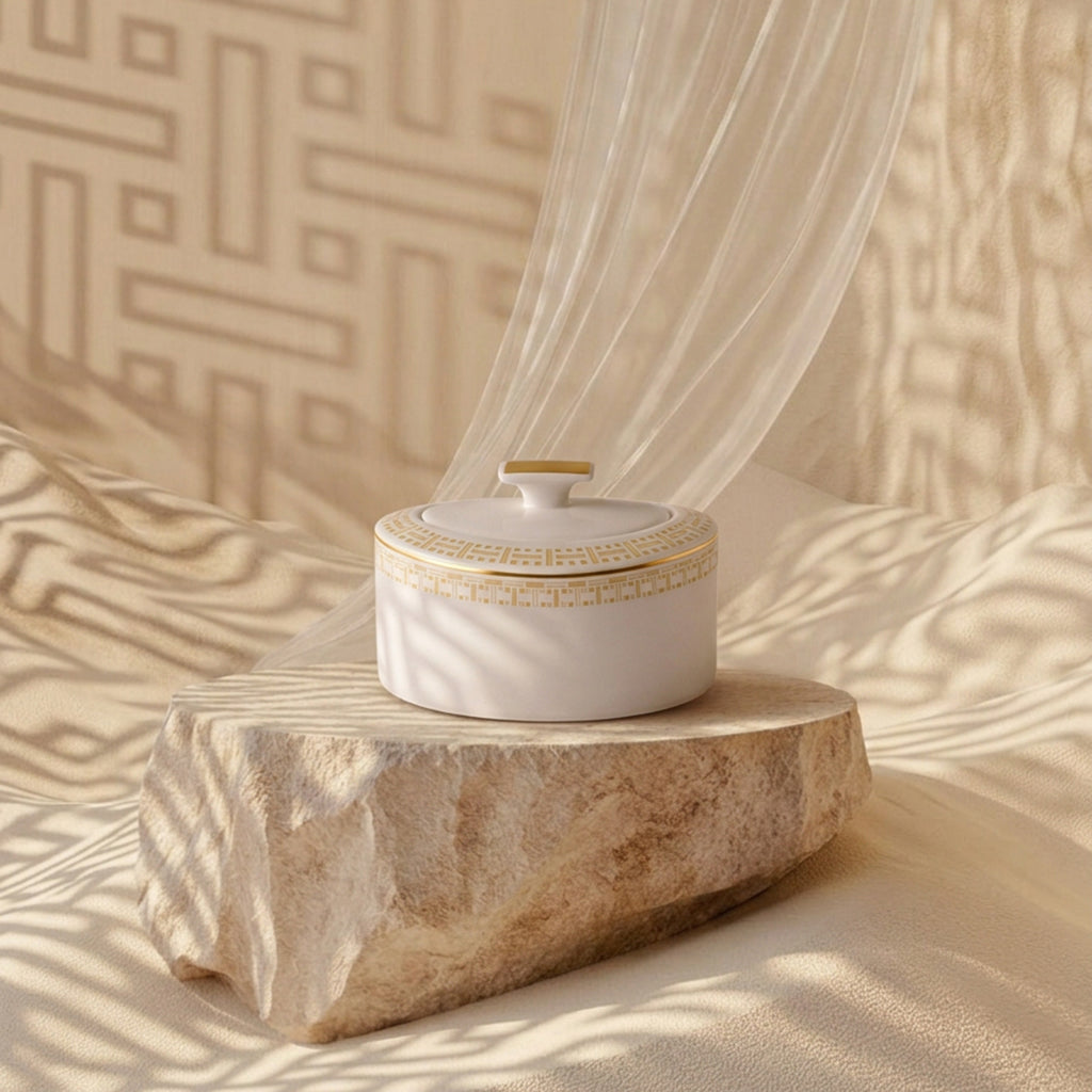 Geo Rose Beige &amp; Gold Sugar Bowl with Lid 0.32 L