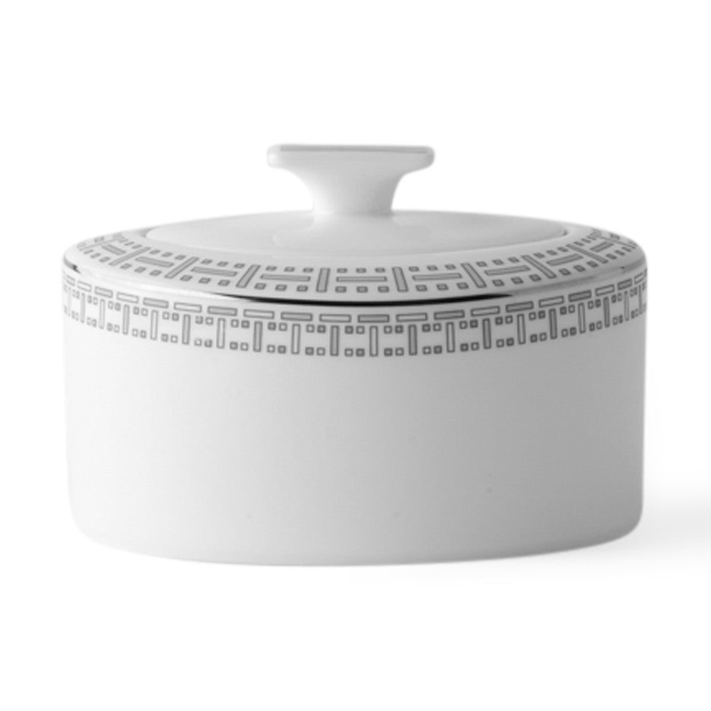Geo Rose Grey &amp; Platinum Sugar Bowl with Lid 0.32 L