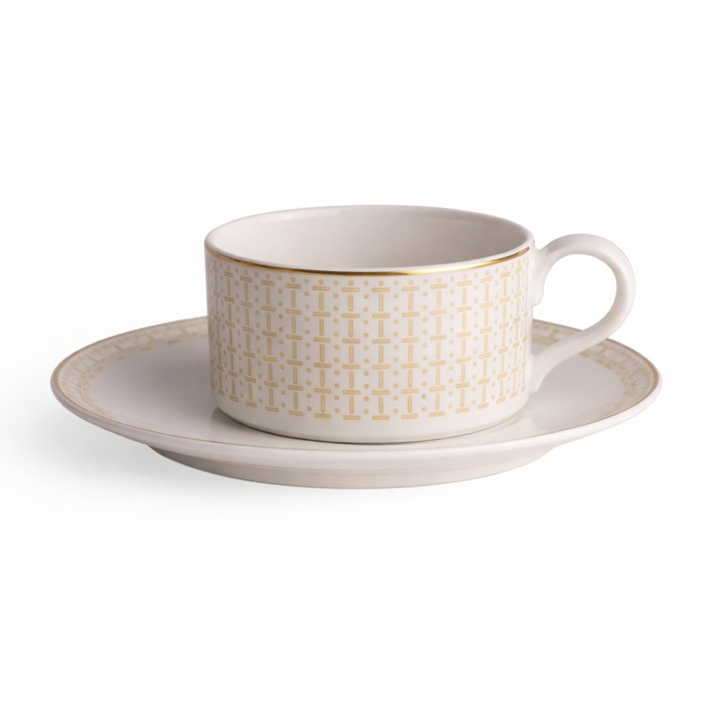 Geo Rose Beige &amp; Gold Tea Cup 0.23 L