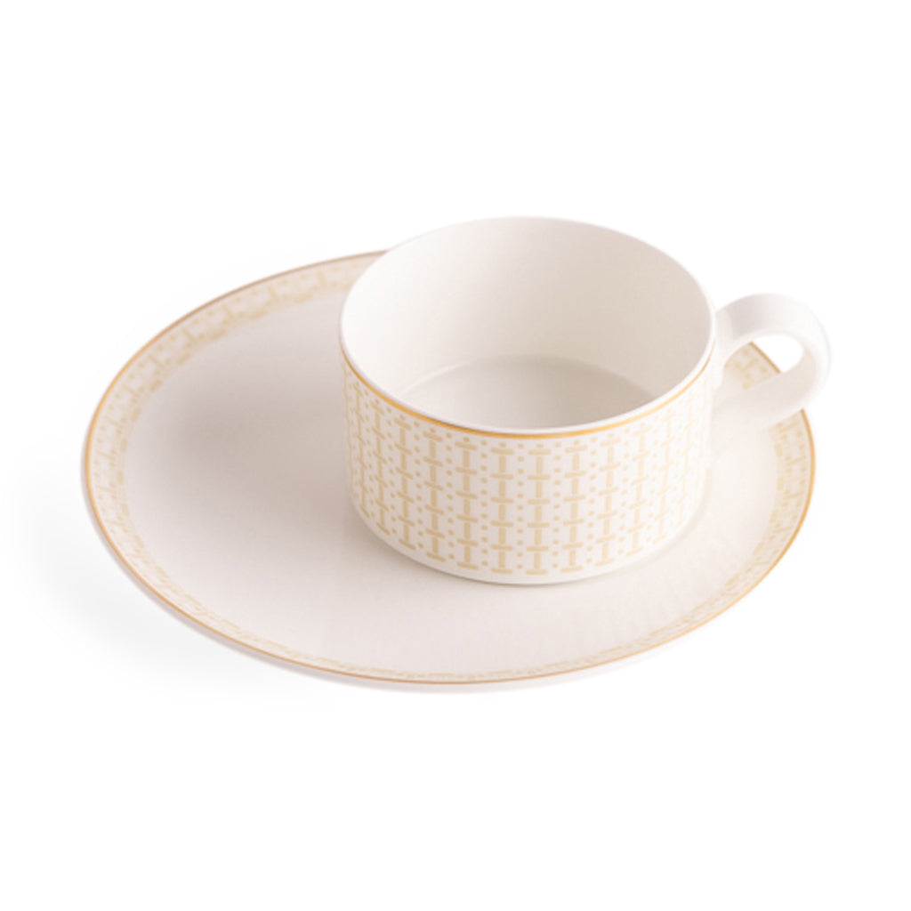 Geo Rose Beige &amp; Gold Tea Cup 0.23 L