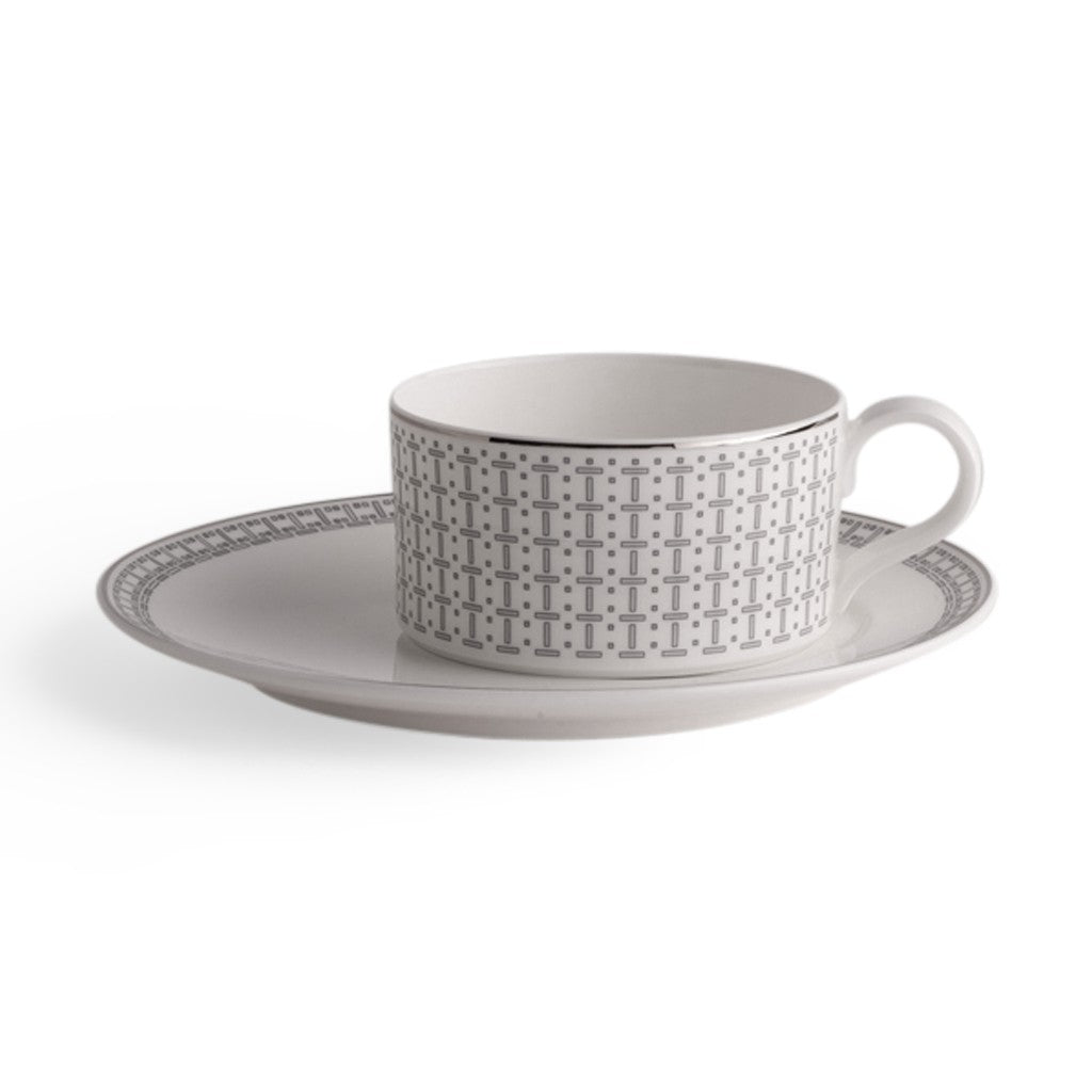 Geo Rose Grey &amp; Platinum Tea Cup 0.23 L