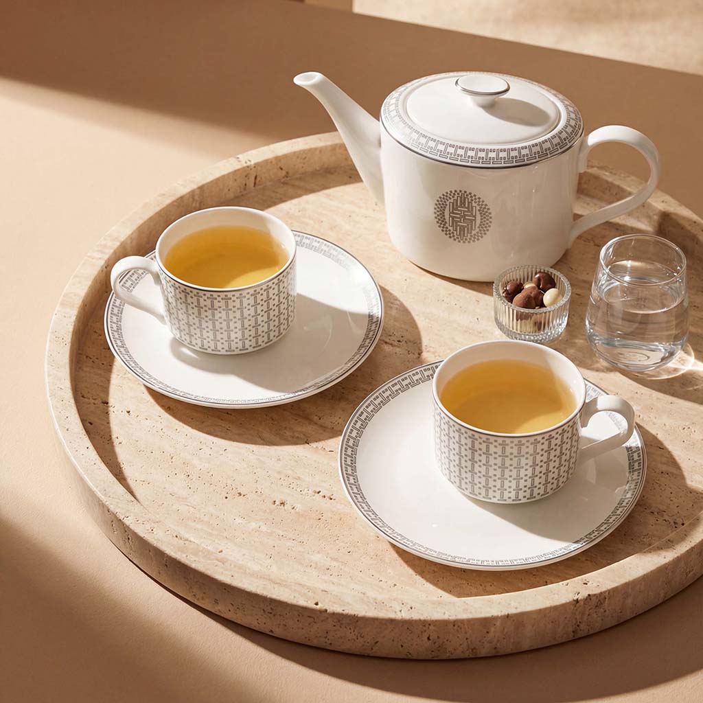 Geo Rose Grey &amp; Platinum Tea Cup 0.23 L