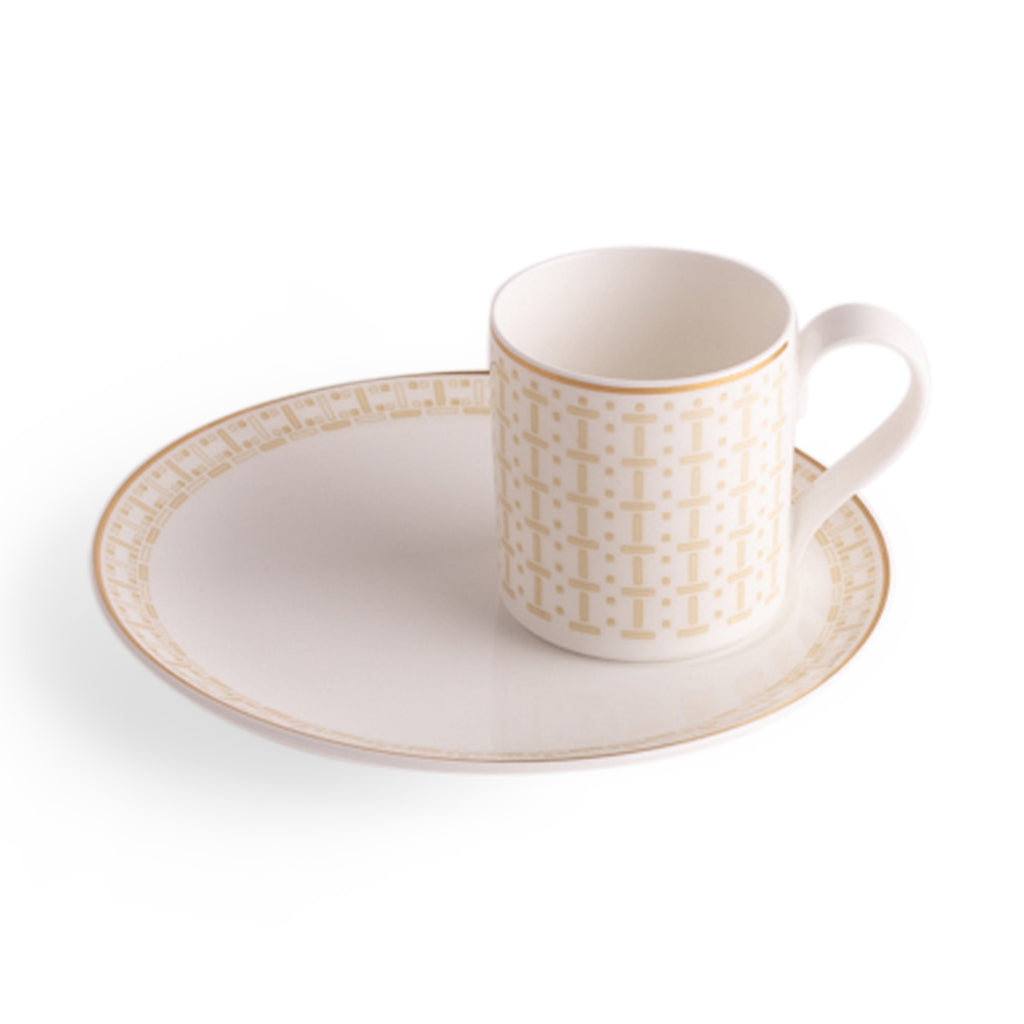 Geo Rose Beige &amp; Gold Espresso Cup 0.08 L