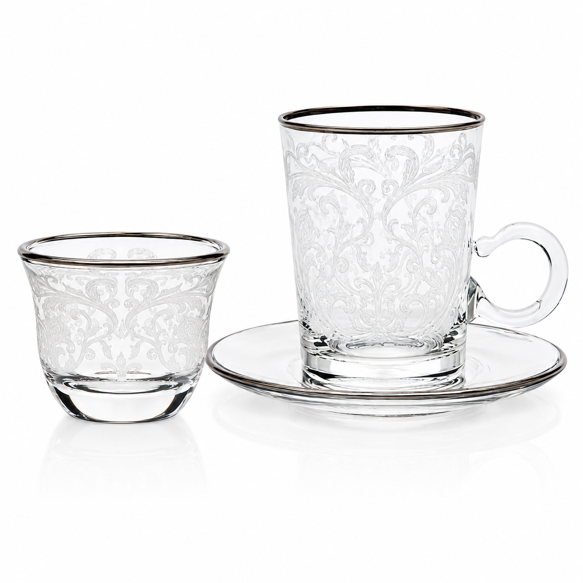 Embroidery Silver Tea, Coffee Set - 12 pcs