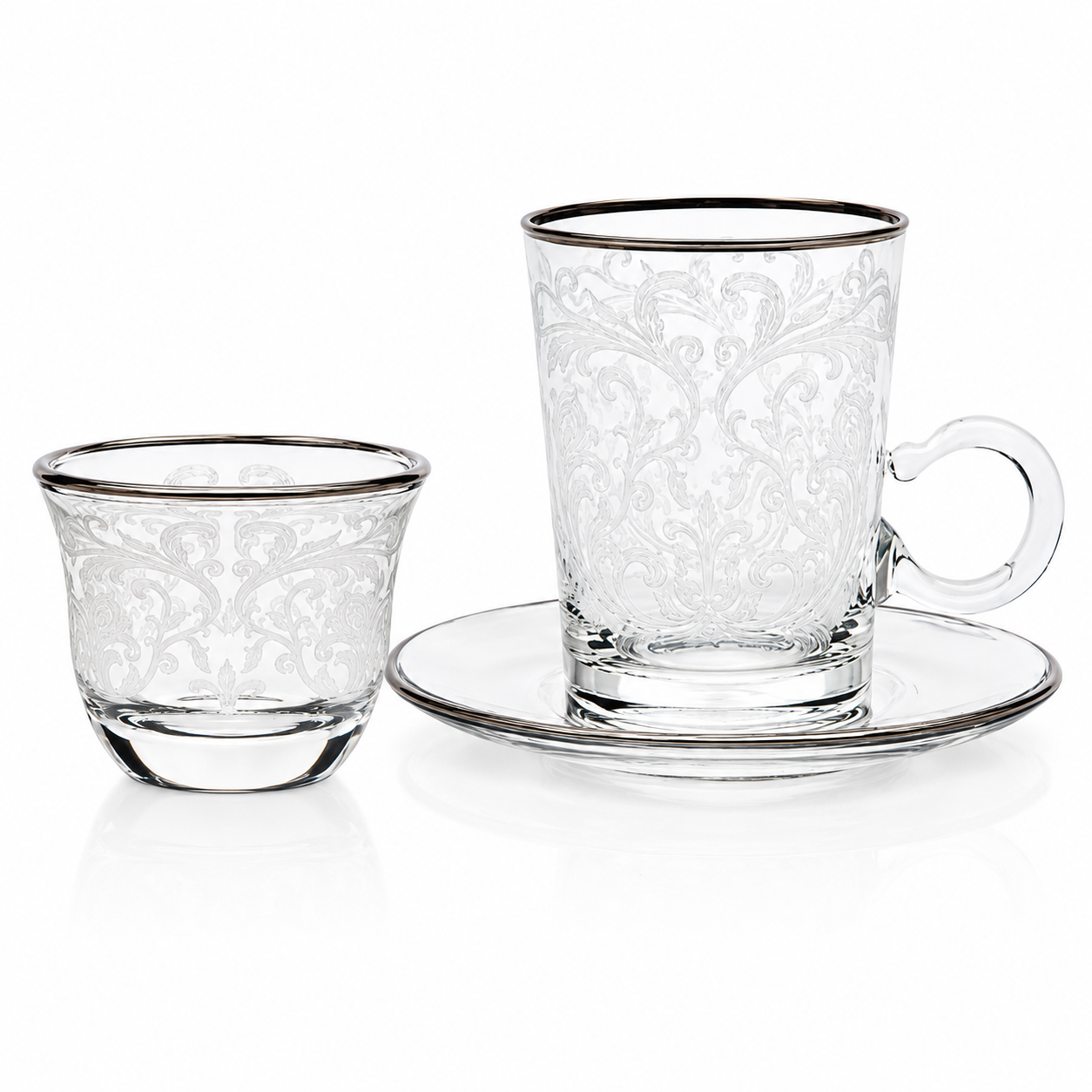 Embroidery Silver Tea, Coffee Set - 12 pcs