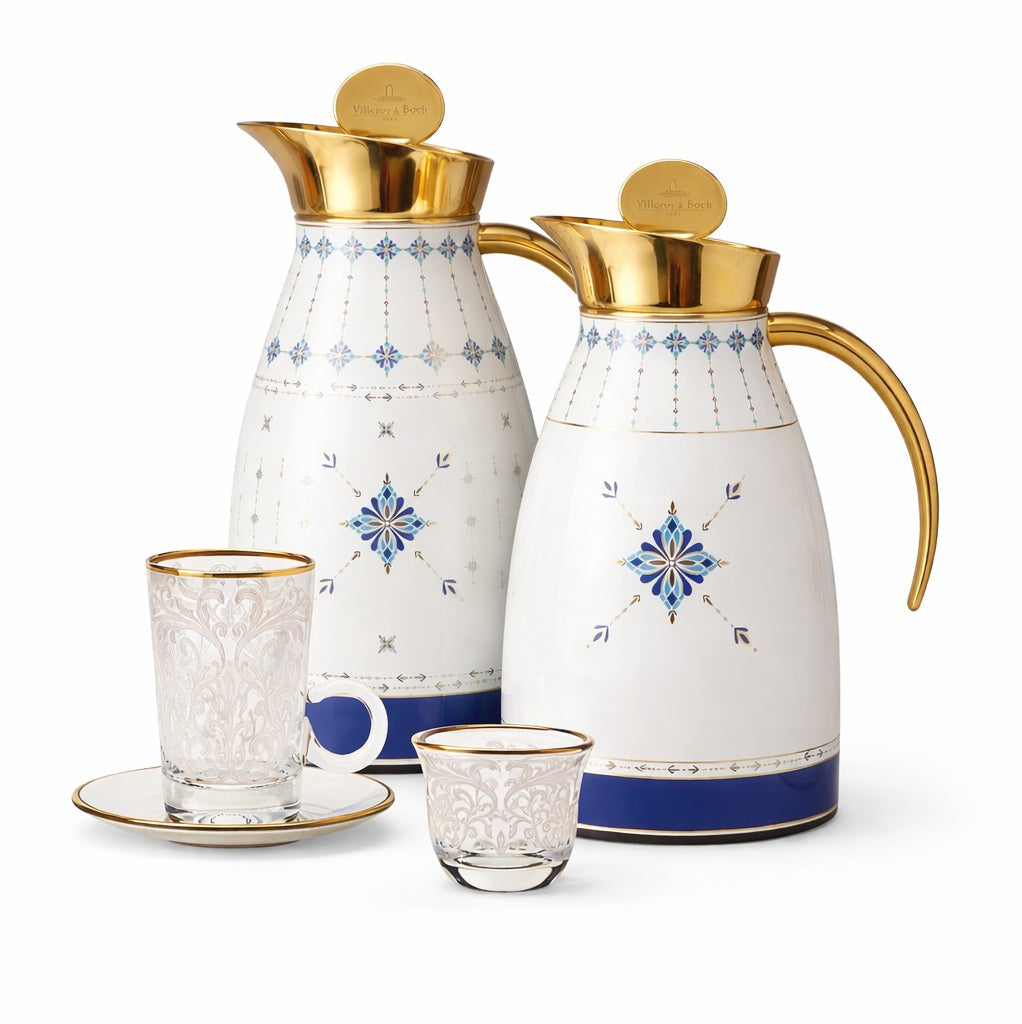 Azure Gold Coffee/Tea set of 14 pieces