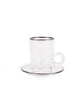 Embroidery Silver S/6 Tea Cup W/Saucer for 120Ml
