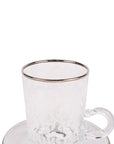Embroidery Silver S/6 Tea Cup W/Saucer for 120Ml