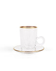 Embroidery Gold S/6 Tea Cup W/Saucer for 120Ml