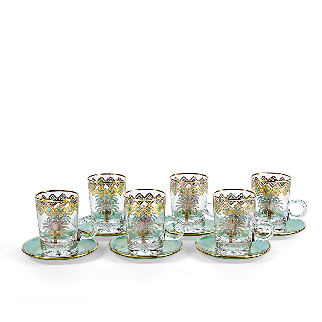 Palm Green Set of 6 Tea Cup with Saucer 120 ml