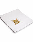 Azure Napkin White Linen Embroidery Gold 36.5x36.5cm