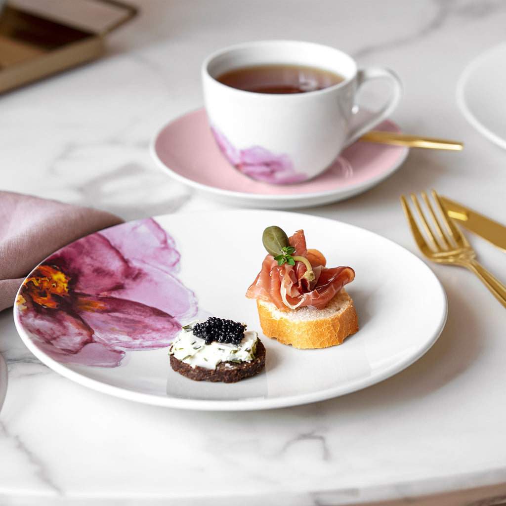 Set de taza y plato para desayuno Vintage Rose - Salón des Fleurs