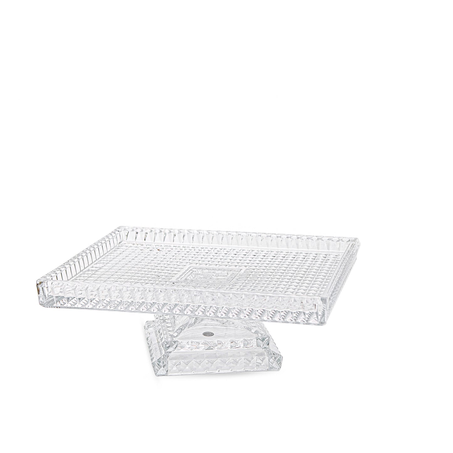 Spiral Crystal Rectangle Cake Plate With Foot 30x25cm