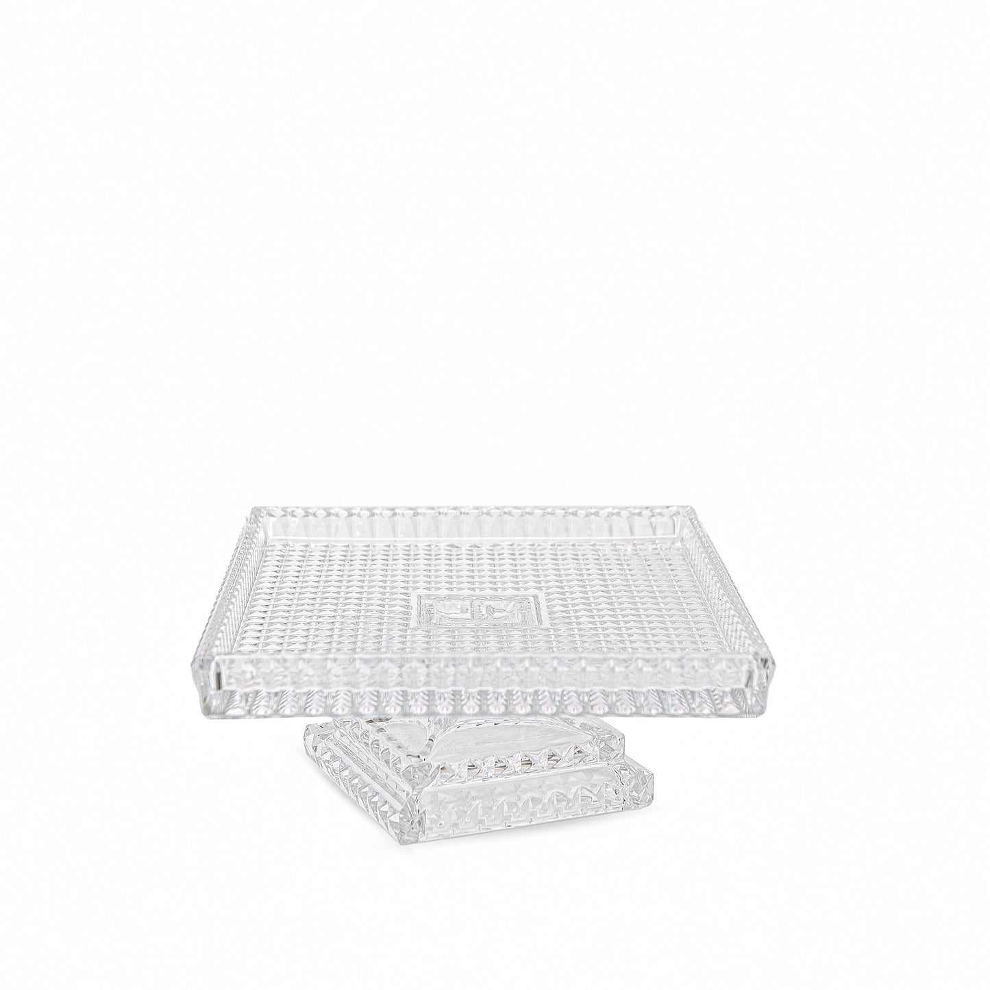 Spiral Crystal Rectangle Cake Plate With Foot 30x25cm