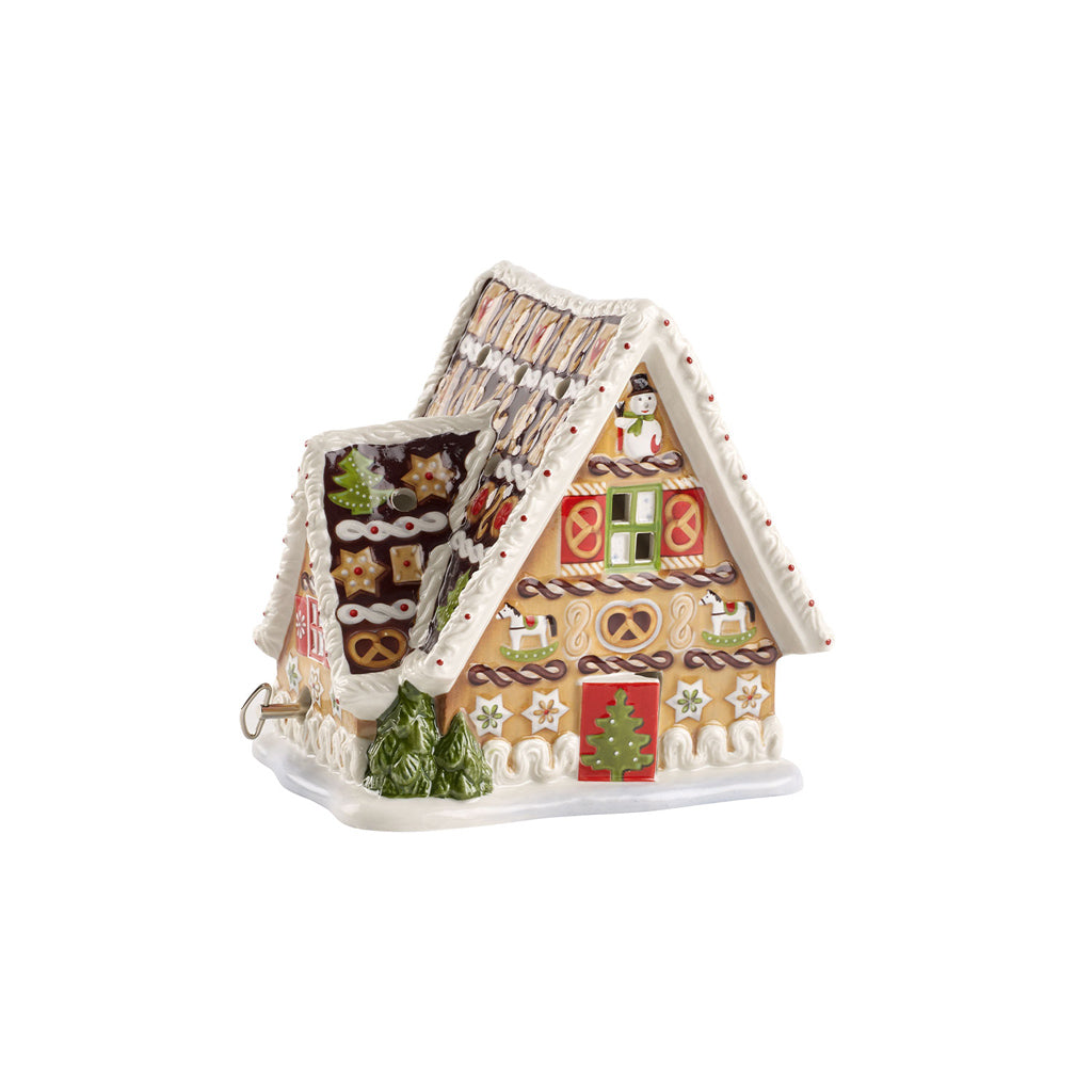 Christmas Toys Gingerbread House W/Musical Clock 16x13x16cm