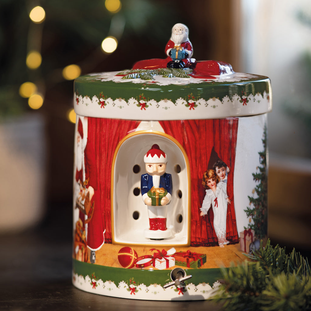 Christmas Toys Gift Box Round, Santa Brings Gifts 17x17x22cm