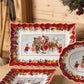 Toy's Fantasy Cake Plate Rectangular. Santa and Kids