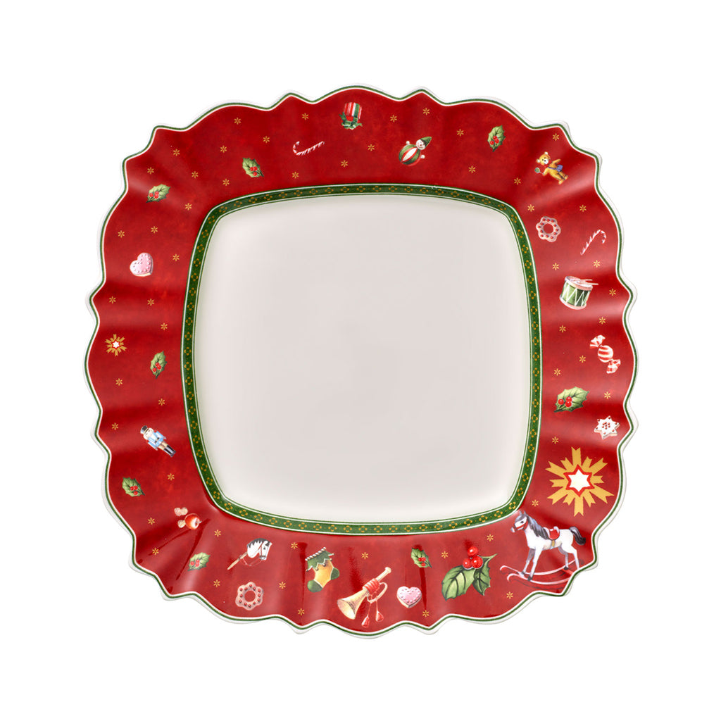 Toy's Delight Square Flat Plate, Red 28x28cm