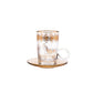 Horse Amber Tea Cups With Saucers Set Of 6