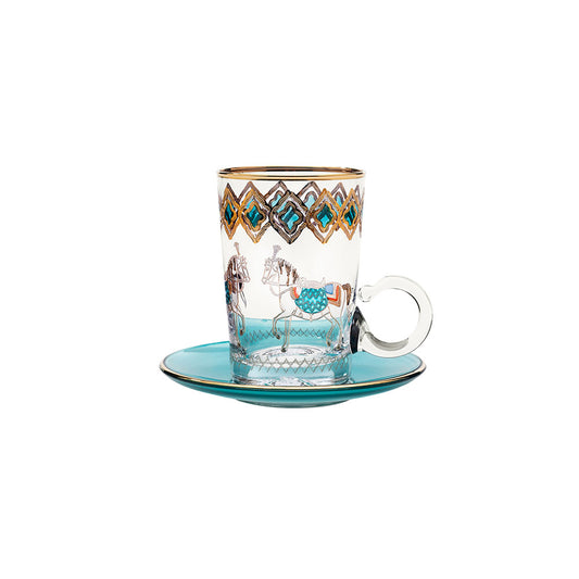 Horse Tiffany Tea Cups With Saucers Set Of 6