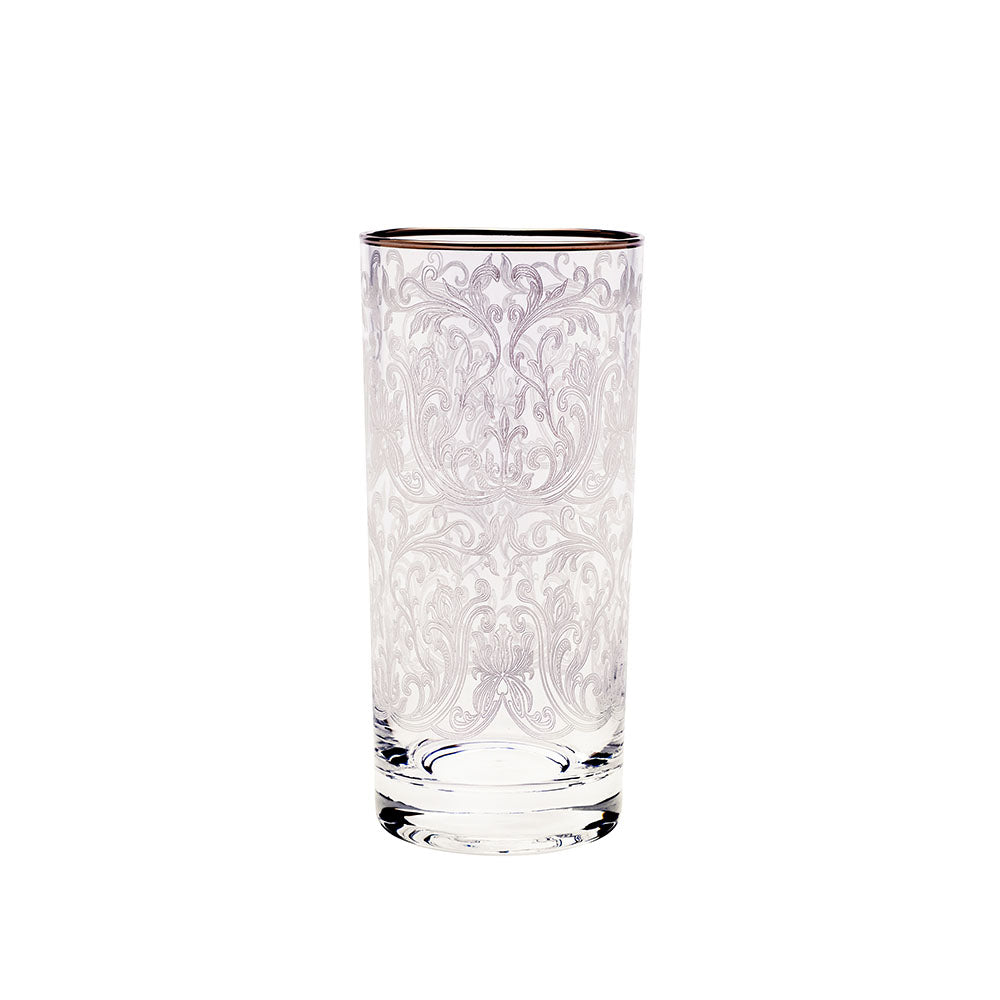 Embroidery Silver Long Drink Glasses Set Of 6