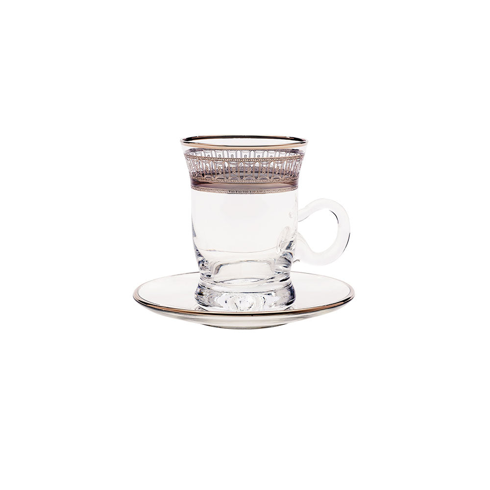 Palace Chic-Silver Tea Cups With Saucers Set Of 6